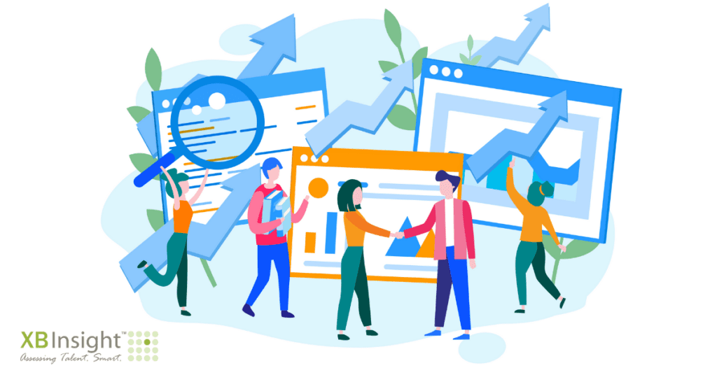 Illustration of office team working together